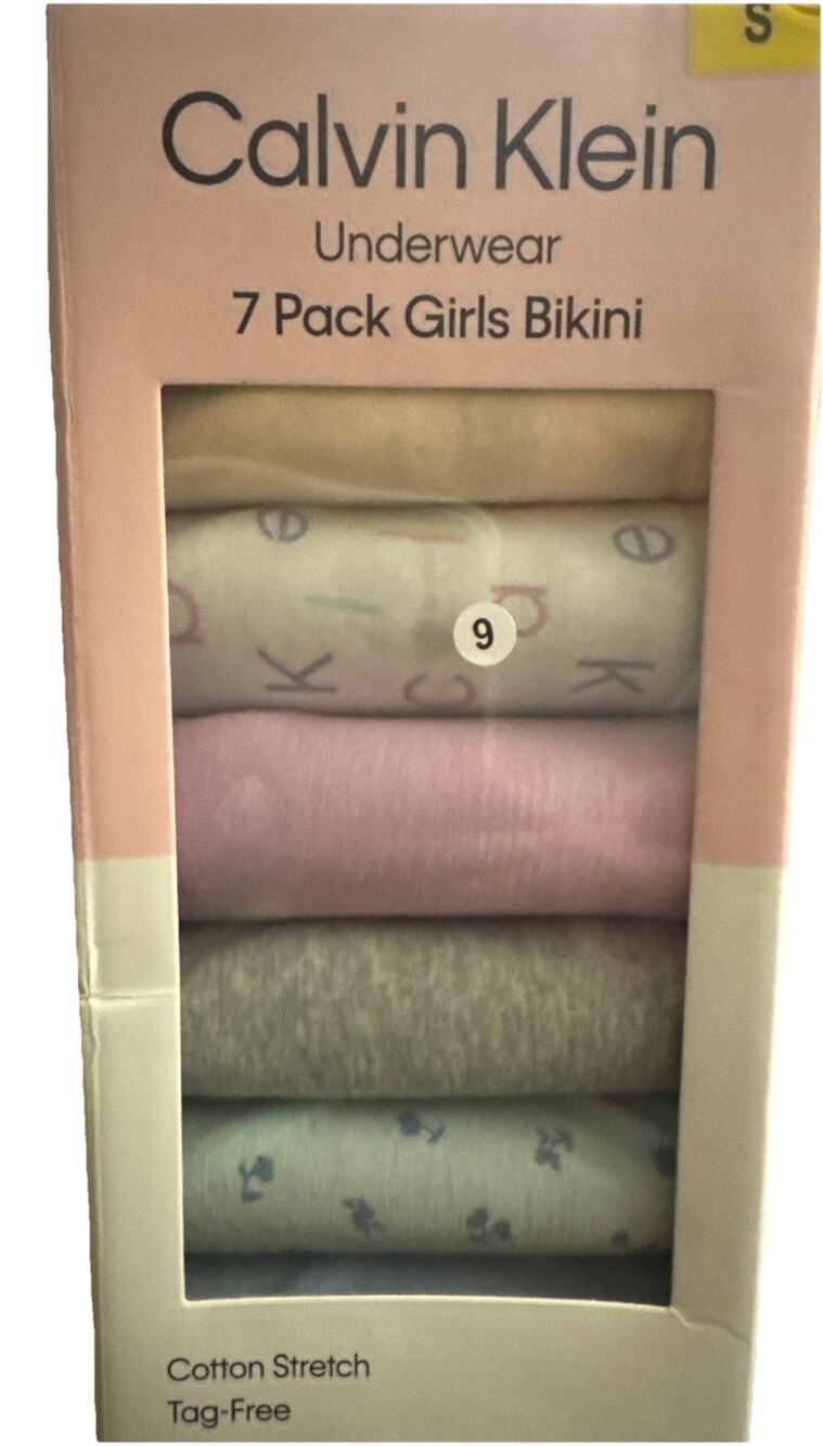 NIB Calvin Klein Girls 7-Pack Bikini Underwear Multicolor Size S